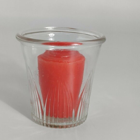 Hallmark Clear Glass Votive Tea Light Candle Holder With Joy Brite Red Candle - Picture 1 of 6